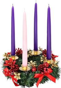 img 4 attached to Festive Christmas Advent Wreath - Red Berry Centerpiece Décor