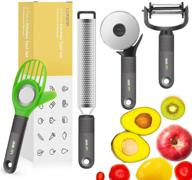 🍽️ 4-piece kitchen tool set - fruit peeler, pizza wheel, cheese zester, avocado slicer - stainless steel blades with silicone handle, by luxear логотип