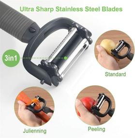 img 3 attached to 🍽️ 4-Piece Kitchen Tool Set - Fruit Peeler, Pizza Wheel, Cheese Zester, Avocado Slicer - Stainless Steel Blades with Silicone Handle, by LUXEAR