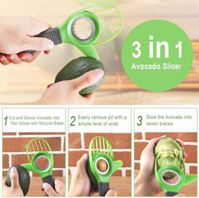 img 1 attached to 🍽️ 4-Piece Kitchen Tool Set - Fruit Peeler, Pizza Wheel, Cheese Zester, Avocado Slicer - Stainless Steel Blades with Silicone Handle, by LUXEAR