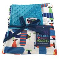 👶 premium unisex baby reversible minky dot stroller blanket - color options (airplane/turquoise) logo