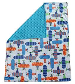 img 2 attached to 👶 Premium Unisex Baby Reversible Minky Dot Stroller Blanket - Color Options (Airplane/Turquoise)