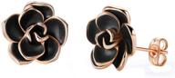 🌹 stylish acefeel plated black flower earrings: stunning girls' jewelry for a chic look logo