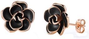 img 4 attached to 🌹 Stylish Acefeel Plated Black Flower Earrings: Stunning Girls' Jewelry for a Chic Look