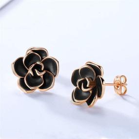 img 3 attached to 🌹 Stylish Acefeel Plated Black Flower Earrings: Stunning Girls' Jewelry for a Chic Look