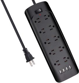 img 4 attached to ⚡ Black 2 Prong Power Strip with 9.8FT Extension Cord, USB Ports, and Surge Protector