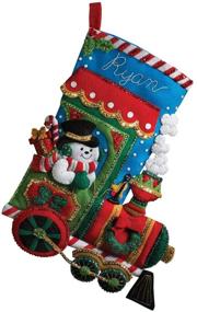 img 3 attached to Bucilla Candy Express Christmas Stocking Felt Applique Kit, 18-Inch (86147): Enhance Your Holiday Decor
