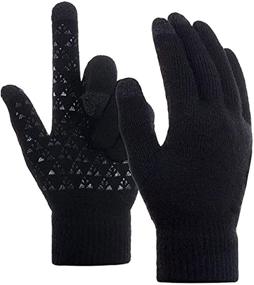 img 1 attached to 🧤 Men's Thermal Black Winter Texting Anti Slip Accessories for Improved Grip