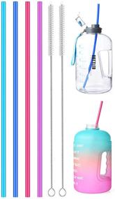 img 4 attached to 🥤 ALINK 15 inch Extra Long Reusable Silicone Straws, 4-Pack - Flexible Straws for 1 Gallon Water Bottles, 128 64 oz Tumbler - Includes Cleaning Brush
