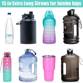img 1 attached to 🥤 ALINK 15 inch Extra Long Reusable Silicone Straws, 4-Pack - Flexible Straws for 1 Gallon Water Bottles, 128 64 oz Tumbler - Includes Cleaning Brush