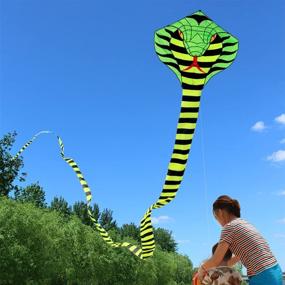 img 3 attached to 🐍 Besra 16m Large Cobra Snake Kite - 52ft Colorful Rattlesnake Kite with 15m Long Tails - Outdoor Fun Sports with Flying Tools