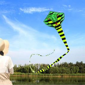 img 2 attached to 🐍 Besra 16m Large Cobra Snake Kite - 52ft Colorful Rattlesnake Kite with 15m Long Tails - Outdoor Fun Sports with Flying Tools
