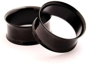 img 1 attached to 👂 Women's Jewelry: Double Flare Black Steel Tunnels for Enhanced SEO