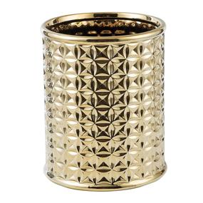 img 4 attached to 🗑️ Durable Round Golden Trash Can: A Small Wastebasket for Bathrooms, Powder Rooms, Kitchens, Home Offices - Made of High-Quality Ceramics