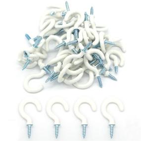 img 4 attached to Mayata 50Pcs/Lot Cup Hooks Shouldered Screw Hanging Hat Coat Peg Hanger Screw-In Ceiling Hooks For Hanging (White