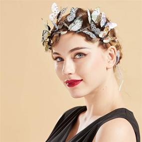 img 2 attached to 🦋 Оплетеною Fascinator Бандану Аксессуаром бабочкой: Изысканные женские аксессуары