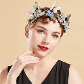 img 1 attached to 🦋 Оплетеною Fascinator Бандану Аксессуаром бабочкой: Изысканные женские аксессуары