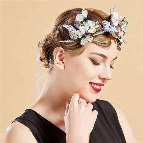 img 3 attached to 🦋 Оплетеною Fascinator Бандану Аксессуаром бабочкой: Изысканные женские аксессуары