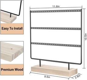 img 3 attached to 📿 Elegant 3-Tier Earrings Organizer: Metal and Wood Jewelry Display Stand for Women and Girls