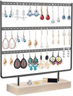 📿 elegant 3-tier earrings organizer: metal and wood jewelry display stand for women and girls logo