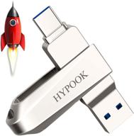 💾 high capacity hypook 256gb usb 3.2 dual flash drive for android, tablets, macbook - type c 2-in-1 memory stick logo