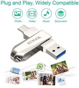 img 1 attached to 💾 High Capacity HYPOOK 256GB USB 3.2 Dual Flash Drive for Android, Tablets, MacBook - Type C 2-in-1 Memory Stick