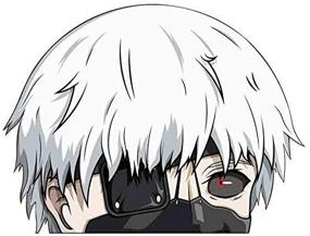 img 4 attached to Улучшите свою поездку с помощью наклеек на автомобиль EARLFAMILY 5.1'' Tokyo Ghoul Kaneki Peeker: Аниме-наклейка для окна и бампера автомобиля.