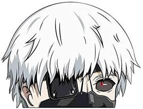 img 3 attached to Улучшите свою поездку с помощью наклеек на автомобиль EARLFAMILY 5.1'' Tokyo Ghoul Kaneki Peeker: Аниме-наклейка для окна и бампера автомобиля.