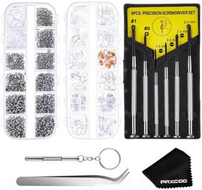img 4 attached to 🔧 Paxcoo 1220-Piece Eyeglass Repair Kit with 6 Screwdrivers – Glasses Screws, Nose Pads for Sunglasses, Eyeglasses and Glasses Repair