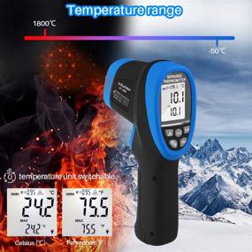 img 3 attached to 🌡️ INFURIDER YF-1800 Digital Infrared Thermometer (-58°F-3272°F), Non-Contact Laser Temperature Gun - DS=50:1, IR Pyrometer with Adjustable Emissivity, High Temperature Gauge Meter - Ideal for Forge Industry