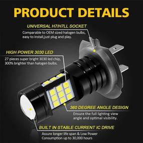 img 1 attached to 🔆 Auxlight H7 H7LL LED Fog Light DRL Bulbs: 2400 Lumens Extremely Bright Replacement for Cars & Trucks - 6000K Xenon White