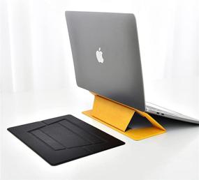 img 4 attached to Peilinc Laptop Stand Slim And Light Weight Magnet PU Leather Compatible With 10 To 15 Laptop Accessories for Stands