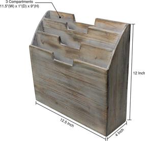 img 3 attached to Офисный органайзер и вертикальный держатель бумажных файлов из пережженного дерева в стиле винтаж-рустика. Идеально подходит для размещения на рабочем столе, столешнице или прилавке. Идеально подходит для хранения почты, конвертов, почтовых принадлежностей, журналов или папок.