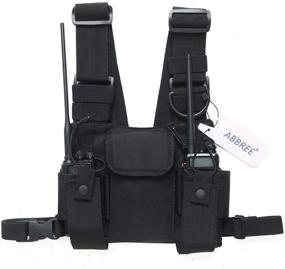 img 4 attached to 🎒 Abbree Front Pack Pouch Holster Vest Rig Chest Bag for Baofeng Two Way Radio UV-5R BF-F8HP UV-82 TYT Motorola Midland (Black) - Durable Carry Case for Easy Access