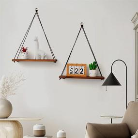 img 2 attached to 📚 Maximize Your Space with AZ L1 Life Concept Accent Utility Wall Shelf Set of 2 Wood Hanging Shelves