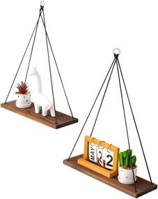 img 4 attached to 📚 Maximize Your Space with AZ L1 Life Concept Accent Utility Wall Shelf Set of 2 Wood Hanging Shelves