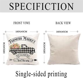 img 3 attached to 🌼 Set of 4 Hexagram Floral Farmhouse Pillow Covers 18x18 - Buffalo Plaid Spring, Farmhouse Truck with Flower Decorative Summer Throw Pillow Covers - Outdoor Home Decor