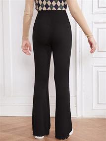 img 3 attached to Stylish WDIRARA Women's Ribbed Knit Elastic Waist Flare Leg Long Pants with Casual Stretch