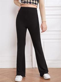 img 1 attached to Stylish WDIRARA Women's Ribbed Knit Elastic Waist Flare Leg Long Pants with Casual Stretch