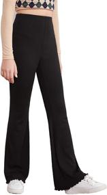 img 4 attached to Stylish WDIRARA Women's Ribbed Knit Elastic Waist Flare Leg Long Pants with Casual Stretch