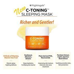 img 1 attached to 💤 Nightingale C Toning Sleeping Mask Pack: Korean Skincare Overnight Facial Mask for Moisturizing with Vitamin C, 10 Vitamins, Hyaluronic Acid, and Niacinamide Night Cream - 3.38 Fl Oz