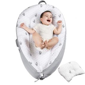 img 4 attached to 🦖 Troyanity Baby Lounger: Deluxe Co-Sleeping Baby Nest with Adjustable and Reversible Ultra Soft Cotton - Grey Dino Design