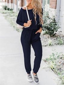 img 2 attached to 👗 ANRABESS Shoulder Stretchy Jumpsuit WFF36 A42Heise M - Stylish Women's Clothing for Jumpsuits, Rompers & Overalls