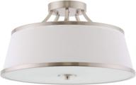 💡 kira home zoey 17.5-inch modern 3-light semi-flush mount ceiling light fixture with white fabric shade in brushed nickel finish logo