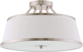 img 2 attached to 💡 Kira Home Zoey 17.5-Inch Modern 3-Light Semi-Flush Mount Ceiling Light Fixture with White Fabric Shade in Brushed Nickel Finish