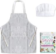 👩 tovla jr. kids cookbook set: apron, hat & pocket | fun cotton canvas for baking, painting, gardening | ages 4-10 logo