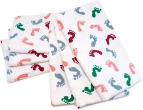 img 3 attached to 👶 Premium Cotton Swaddle Baby Receiving Blankets Set of 6 - Ideal for Newborn Boys & Girls - Breathable & Durable - Generous Size - Cute Baby Feet Design
