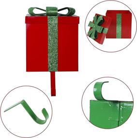 img 2 attached to 🎁 Joliyoou Christmas Stocking Holder: Set of 2 Metal Gift Box Stocking Holders for Mantle Decor