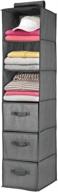 mdesign long soft fabric over closet rod hanging storage organizer - 3 shelves & 3 drawers - charcoal gray logo