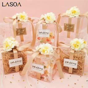 img 1 attached to LASOA Halloween Gift Boxes - Ideal Bridesmaids Favor Boxes for Wedding Gifts: Clear Packing Boxes for Cookies, Candy, Macarons, Bridal Shower, Christmas & More! 50-Pack, 3x3x3 Inches